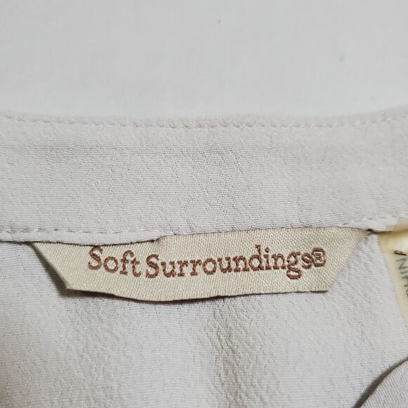 Soft Surroundings Gauze Tunic Top Size L Petite 3/4 Roll Tab Sleeve Womens - Picture 10 of 12
